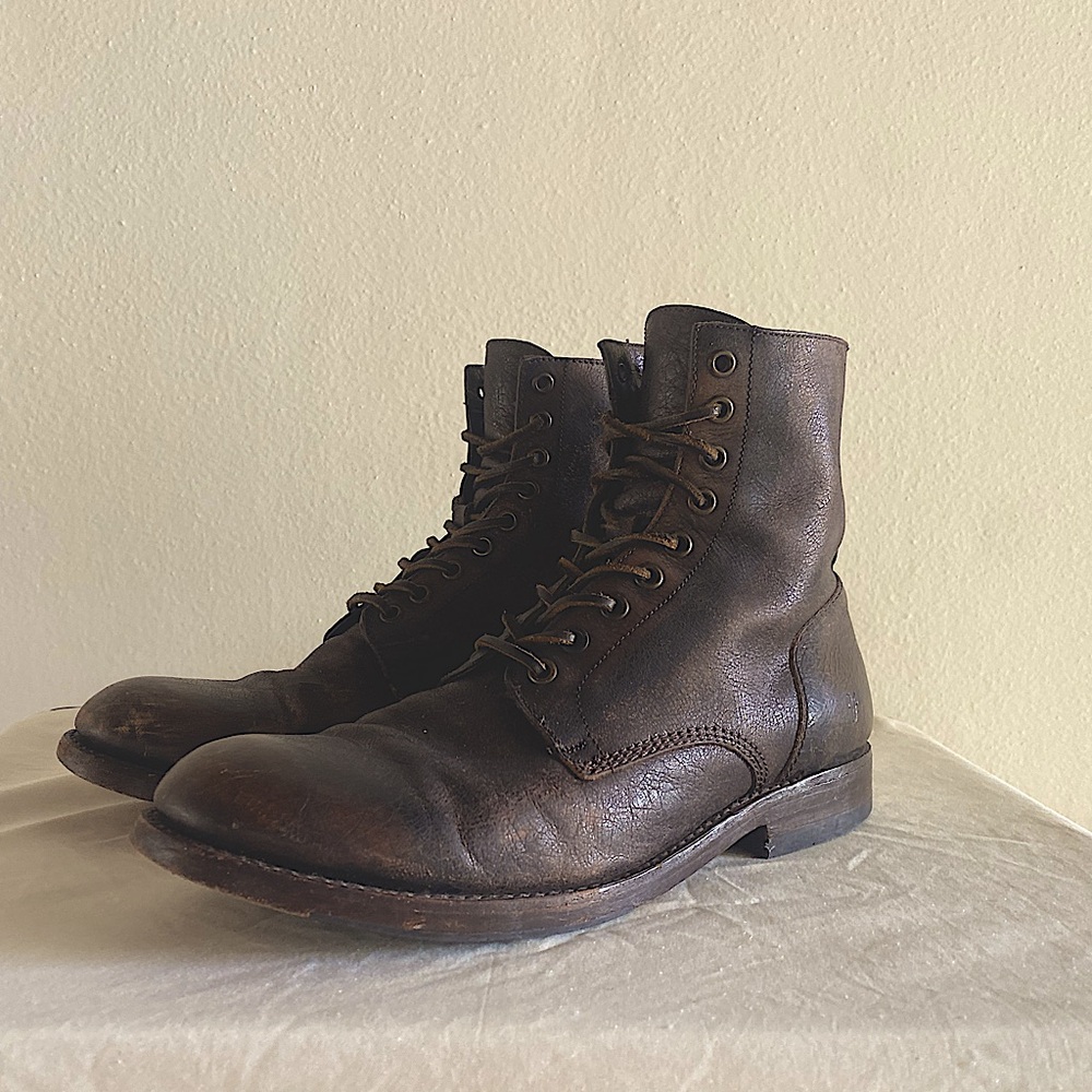 Frye Men’s Lace Up Leather Boots Size US 9.5 Brown 42 or 43 EU